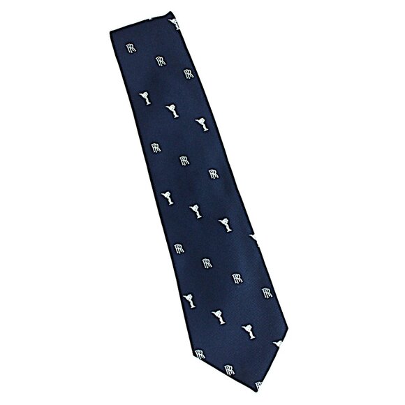 Vintage Alynn Neckwear Rolls Royce Owner’s Club Silver Lady Navy Necktie (NWOT) - Picture 3 of 6